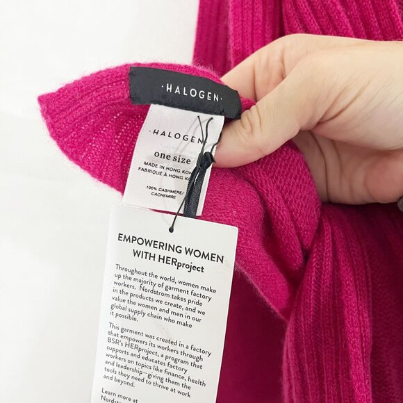 NEW Halogen Berry Pink Cashmere Rectangle Scarf Nordstrom Cozy Soft - Picture 3 of 4